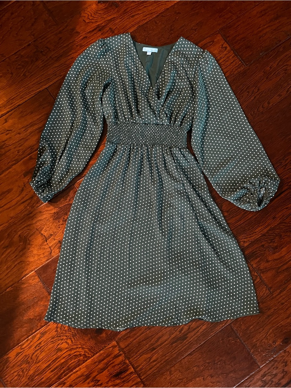 Draper James RSVP Green Polka Dot Smocked Midi Dress | XS